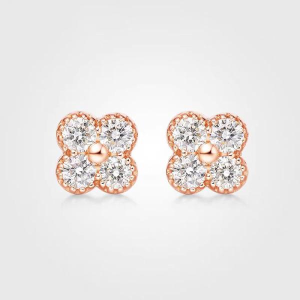 copy of 18k rose gold v shape lab grown diamond earrings