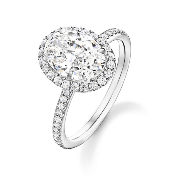 Elliptical bezel-set Lab-grown Diamond Ring