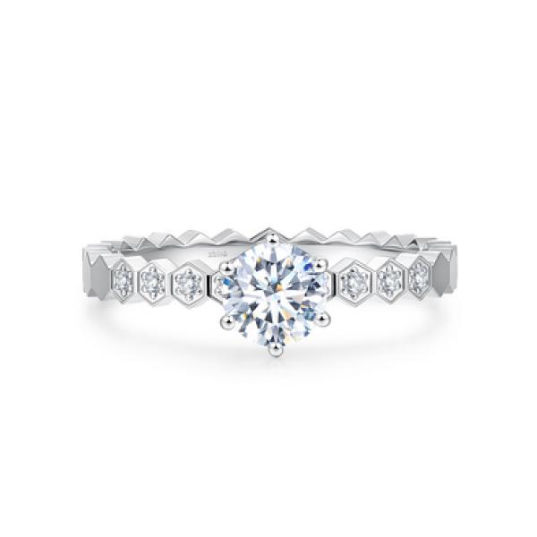 honeycombs Lab-grown Diamond Rings in 18K white gold