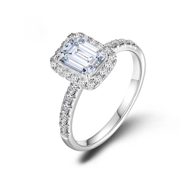 Emerald inlay Lab-grown Diamond Rings