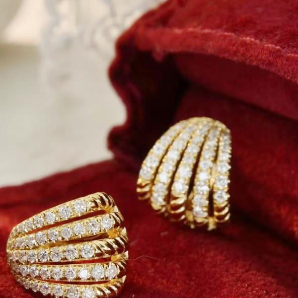 Lab grown diamond reclaimed hollow earrings
