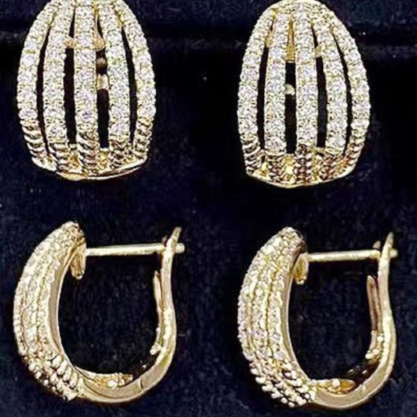 Lab grown diamond reclaimed hollow earrings