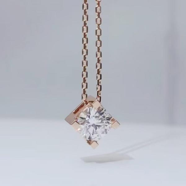 Lab Grown Diamond Small square necklaces