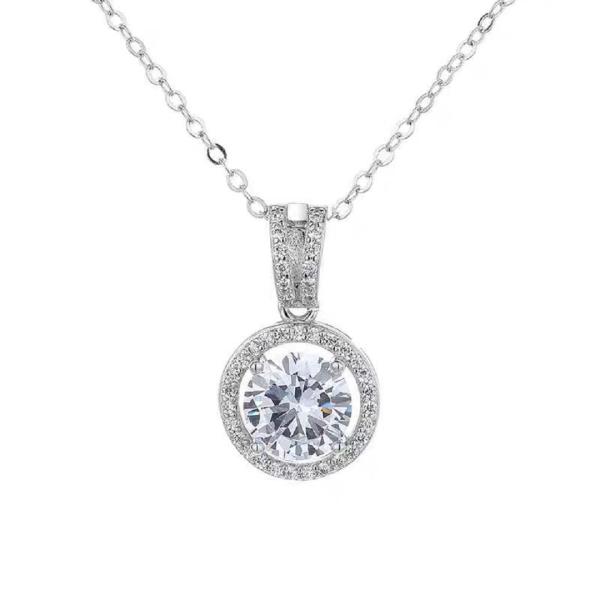 Lab Grown Diamond Round bezel-set necklaces