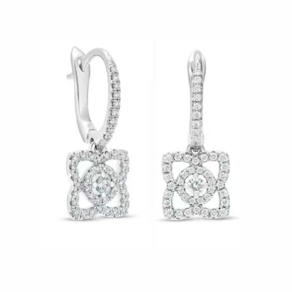 Lab Grown Diamond Lotus Earrings in 18K White Gold