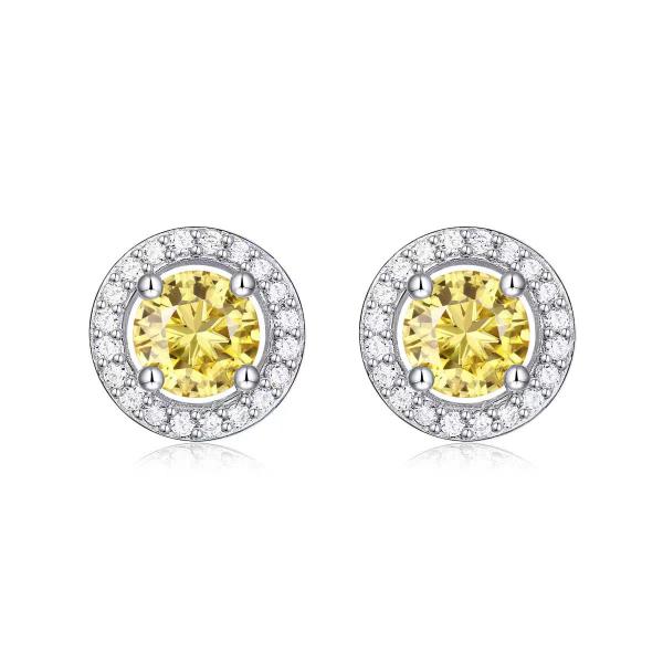 Lab Grown Diamond yellow diamond round bezel setting stud earrings
